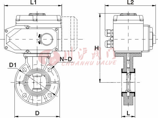 D971X電動塑料蝶閥結構圖