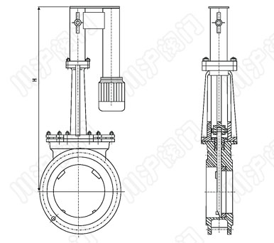 PZ273X、PZ273F、PZ273H、PZ273Y_電液動刀型閘閥結(jié)構(gòu)圖