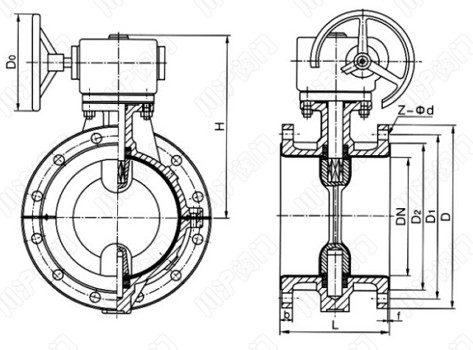 襯氟法蘭蝶閥結(jié)構(gòu)圖